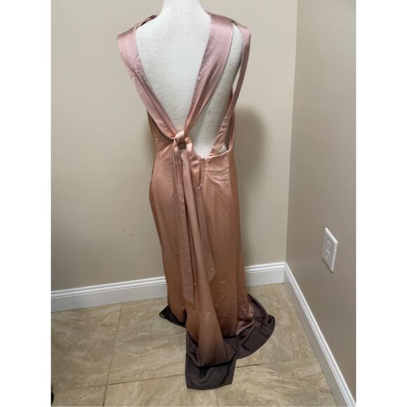 Significant Other Lana Cowl-Neck Tie-Back Satin Maxi Dress Size 8 - Picture 8 of 11